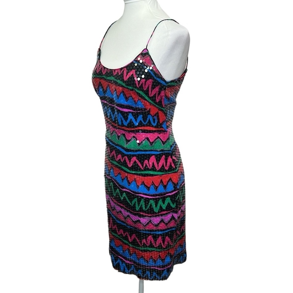 Cache Silk Sequins Multi Color Dress - image 2